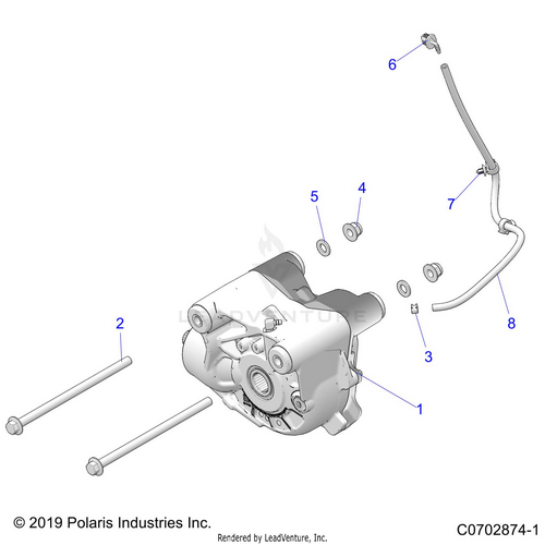 An Image of a Genuine Polaris Parts Schematic Diagram showing the schematic - DRIVE TRAIN: FRONT GEARCASE MOUNTING - 2022 POLARIS RZR TURBO R SPORT