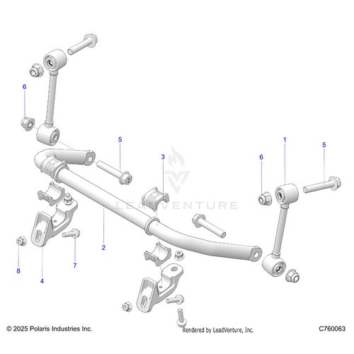 An Image of a Genuine Polaris Parts Schematic Diagram showing the schematic - SUSPENSION: FRONT STABILIZER BAR - 2026 POLARIS RZR XP S 1000 SPORT