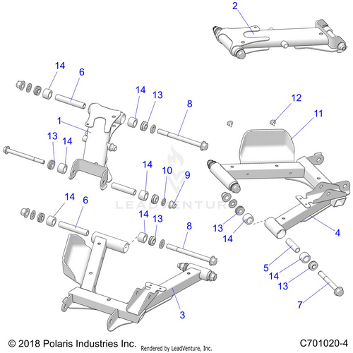 An Image of a Genuine Polaris Parts Schematic Diagram showing the schematic - SUSPENSION: REAR CONTROL ARMS - 2024 POLARIS RZR 900 TRAIL ULTIMATE