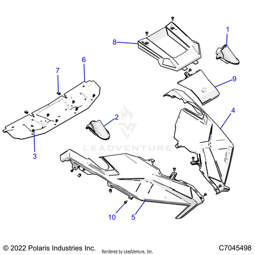 An Image of a Genuine Polaris Parts Schematic Diagram showing the schematic - BODY: HOOD - 2022 POLARIS RZR PRO XP ULTIMATE