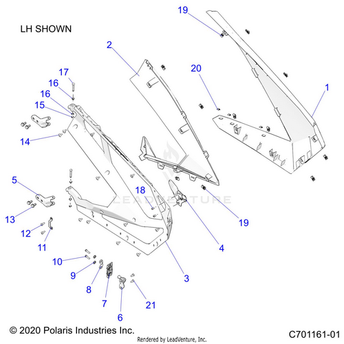 An Image of a Genuine Polaris Parts Schematic Diagram showing the schematic - BODY: DOORS - 2022 POLARIS RZR PRO R ULTIMATE