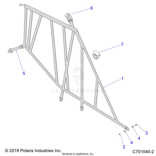 An Image of a Genuine Polaris Parts Schematic Diagram showing the schematic - BODY: SIDE NETS - 2022 POLARIS RZR TRAIL 570