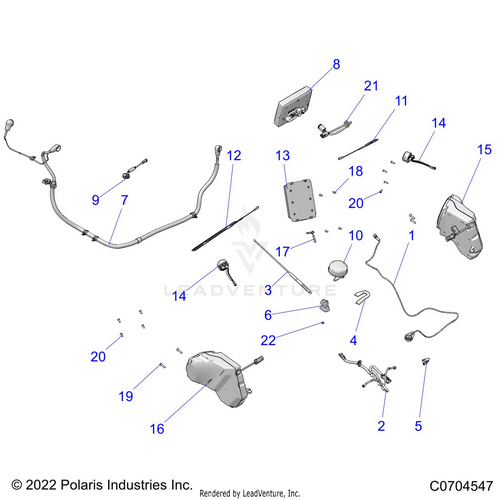 An Image of a Genuine Polaris Parts Schematic Diagram showing the schematic - ELECTRICAL: RIDE COMMAND - 2024 POLARIS RZR PRO R PREMIUM