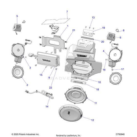An Image of a Genuine Polaris Parts Schematic Diagram showing the schematic - ELECTRICAL: AUDIO FRONT - 2026 POLARIS RZR PRO R LE