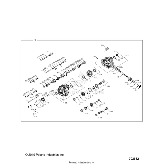 An Image of a Genuine Polaris Parts Schematic Diagram showing the schematic - DRIVE TRAIN: MAIN GEARCASE INTERNALS - 2021 POLARIS RZR XP 1000