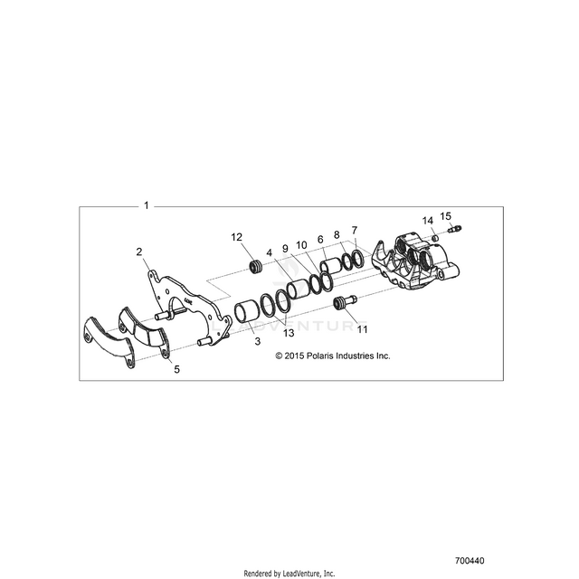 An Image of a Genuine Polaris Parts Schematic Diagram showing the schematic - BRAKES: FRONT CALIPER - 2018 POLARIS RZR XP 4 TURBO