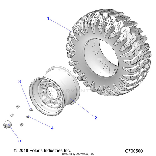 An Image of a Genuine Polaris Parts Schematic Diagram showing the schematic - WHEELS: REAR - 2020 POLARIS RZR TRAIL 900