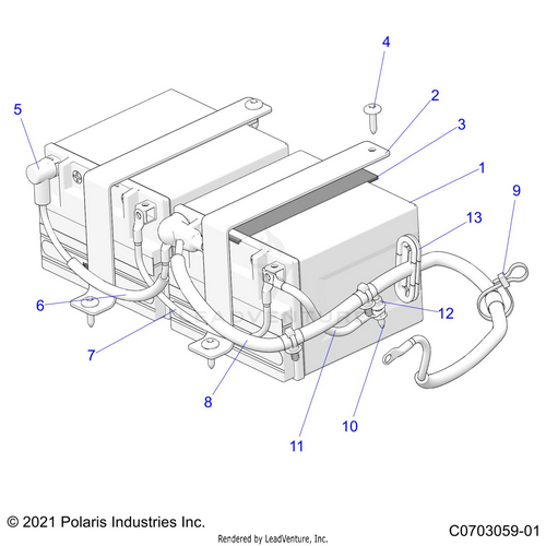 An Image of a Genuine Polaris Parts Schematic Diagram showing the schematic - ELECTRICAL: BATTERY AND RELATED - 2024 POLARIS RZR PRO R ULTIMATE