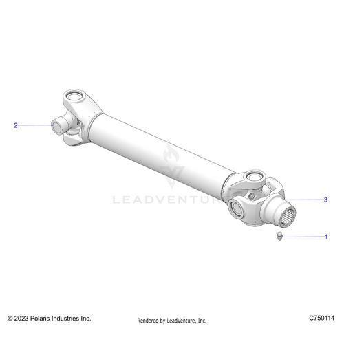 An Image of a Genuine Polaris Parts Schematic Diagram showing the schematic - DRIVE TRAIN: PROP SHAFT REAR - 2025 POLARIS RZR PRO R 4 RACE REPLICA LE EVAP