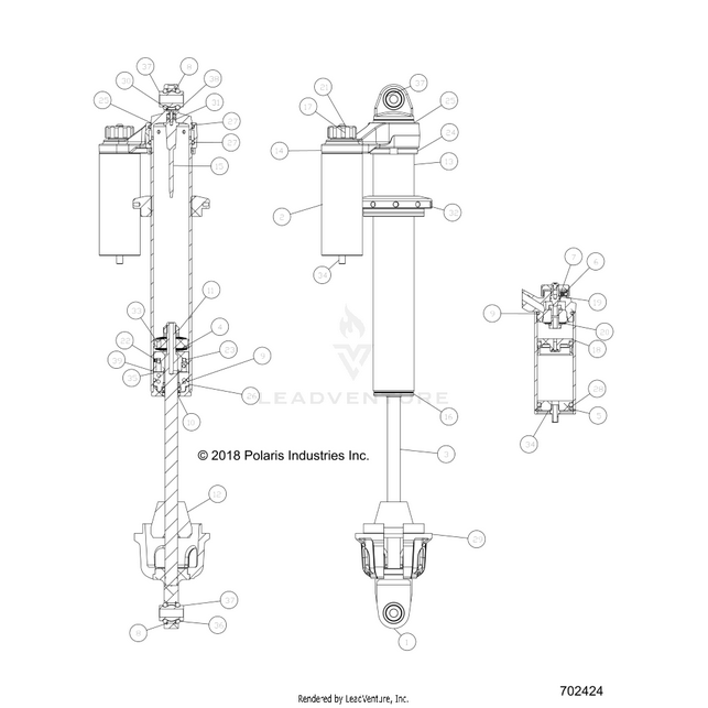 An Image of a Genuine Polaris Parts Schematic Diagram showing the schematic - SUSPENSION: FRONT SHOCK INTERNALS - 2018 POLARIS RZR XP 4 1000