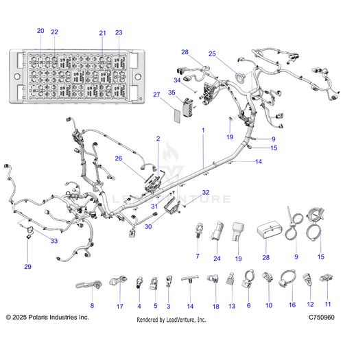 An Image of a Genuine Polaris Parts Schematic Diagram showing the schematic - ELECTRICAL: WIRE HARNESS CHASSIS - 2026 POLARIS RZR PRO XP ULTIMATE