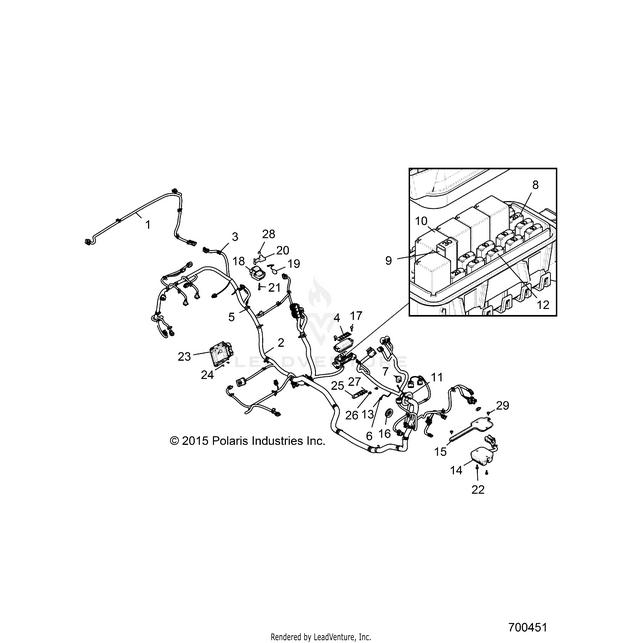 An Image of a Genuine Polaris Parts Schematic Diagram showing the schematic - ELECTRICAL: WIRE HARNESS - 2016 POLARIS RZR XP TURBO