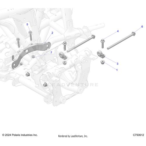 An Image of a Genuine Polaris Parts Schematic Diagram showing the schematic - CHASSIS: FRONT GEARCASE AND BUMPER MOUNTING - 2026 POLARIS RZR PRO S SPORT