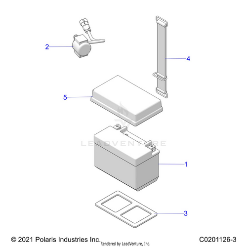 An Image of a Genuine Polaris Parts Schematic Diagram showing the schematic - ELECTRICAL: BATTERY - 2026 POLARIS RZR 200 EVAP