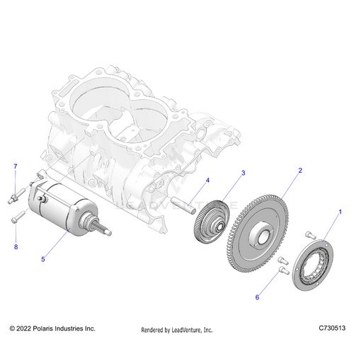 An Image of a Genuine Polaris Parts Schematic Diagram showing the schematic - ENGINE: STARTER - 2026 POLARIS RZR XP 1000 ULTIMATE