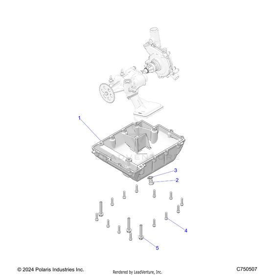 An Image of a Genuine Polaris Parts Schematic Diagram showing the schematic - ENGINE: OIL SUMP COVER - 2025 POLARIS RZR XP 1000 PREMIUM