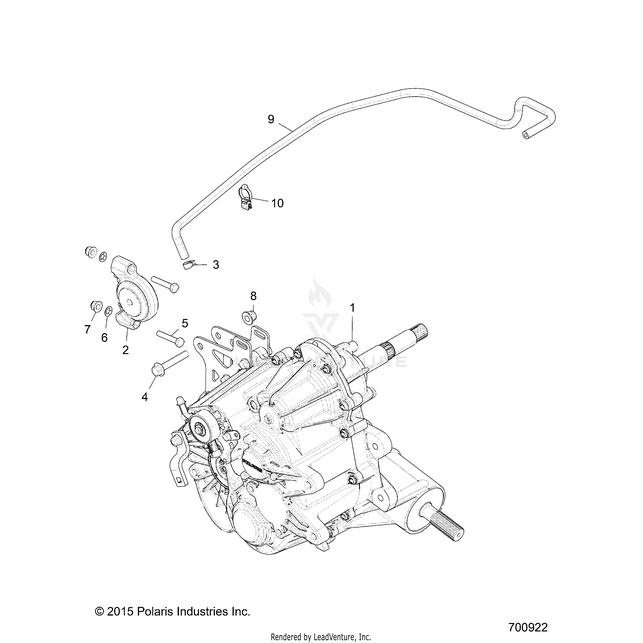 An Image of a Genuine Polaris Parts Schematic Diagram showing the schematic - DRIVE TRAIN: MAIN GEARCASE MOUNTING - 2017 POLARIS RZR 4 900