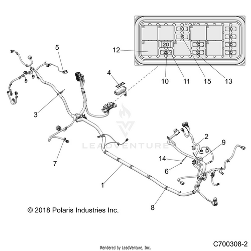 An Image of a Genuine Polaris Parts Schematic Diagram showing the schematic - ELECTRICAL: WIRE HARNESS - 2019 POLARIS RZR S 4 1000