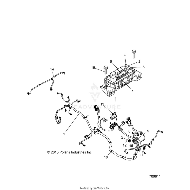 An Image of a Genuine Polaris Parts Schematic Diagram showing the schematic - ELECTRICAL: WIRE HARNESS - 2016 POLARIS RZR S 900