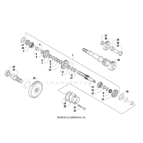 Exploded diagram of a Speedometer Cover by Arctic Cat for the Wildcat, detailing each part—numbered for easy identification with OEM Arctic Cat parts such as gears, shafts, bearings, and fasteners.