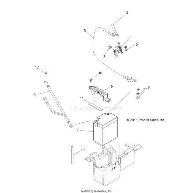 An Image of a Genuine Polaris Parts Schematic Diagram showing the schematic - ELECTRICAL: BATTERY - 2015 POLARIS RZR 570
