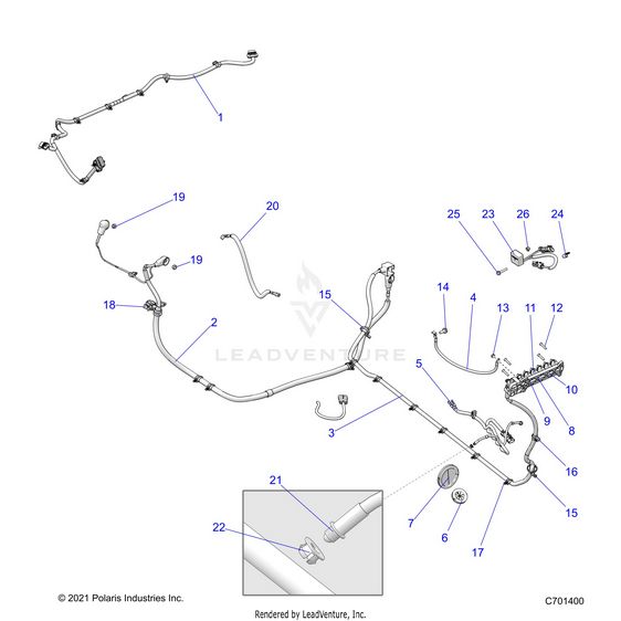 An Image of a Genuine Polaris Parts Schematic Diagram showing the schematic - ELECTRICAL: WIRE HARNESS PERIPHERAL - 2023 POLARIS RZR PRO R 4 LV