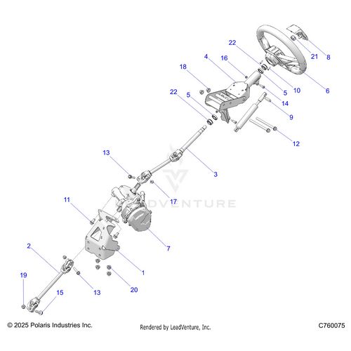 An Image of a Genuine Polaris Parts Schematic Diagram showing the schematic - STEERING: STEERING ASM - 2026 POLARIS RZR XP S 1000 ULTIMATE