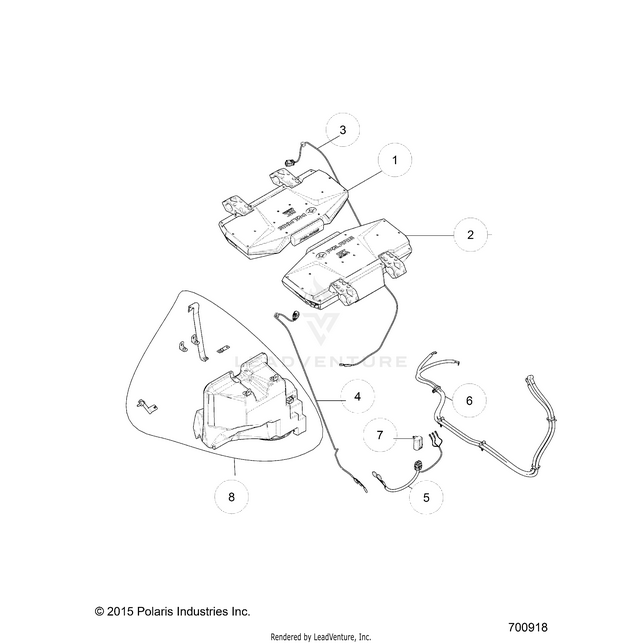 An Image of a Genuine Polaris Parts Schematic Diagram showing the schematic - ACCESSORY: STEREO/SUBWOOFER - 2016 POLARIS RZR XP TURBO