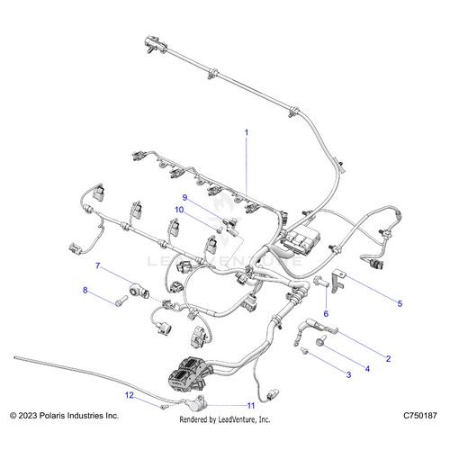 An Image of a Genuine Polaris Parts Schematic Diagram showing the schematic - ELECTRICAL: WIRE HARNESS ENGINE - 2026 POLARIS RZR PRO R 4 ULTIMATE