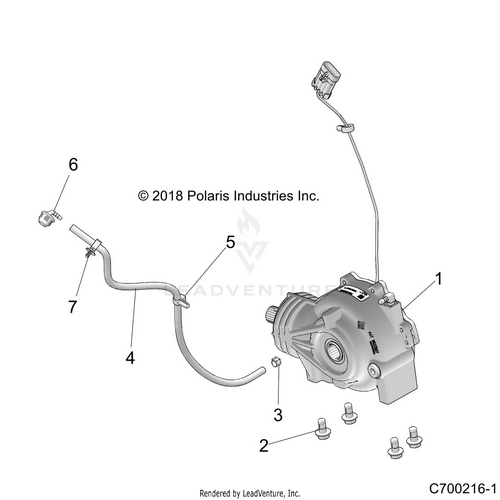 An Image of a Genuine Polaris Parts Schematic Diagram showing the schematic - DRIVE TRAIN: FRONT GEARCASE MOUNTING - 2020 POLARIS RZR TRAIL 900