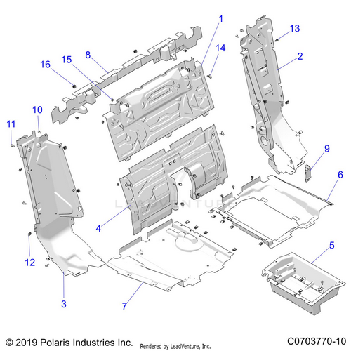 An Image of a Genuine Polaris Parts Schematic Diagram showing the schematic - BODY: REAR CLOSEOFF - 2023 POLARIS RZR TURBO R PREMIUM
