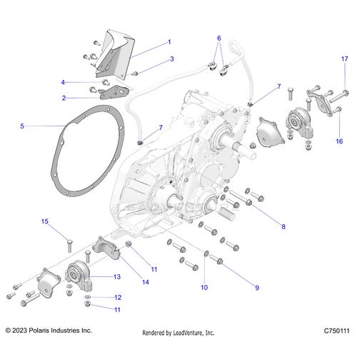 An Image of a Genuine Polaris Parts Schematic Diagram showing the schematic - DRIVE TRAIN: GEARCASE MAIN MOUNTING - 2025 POLARIS RZR PRO R RACE REPLICA LE EVAP