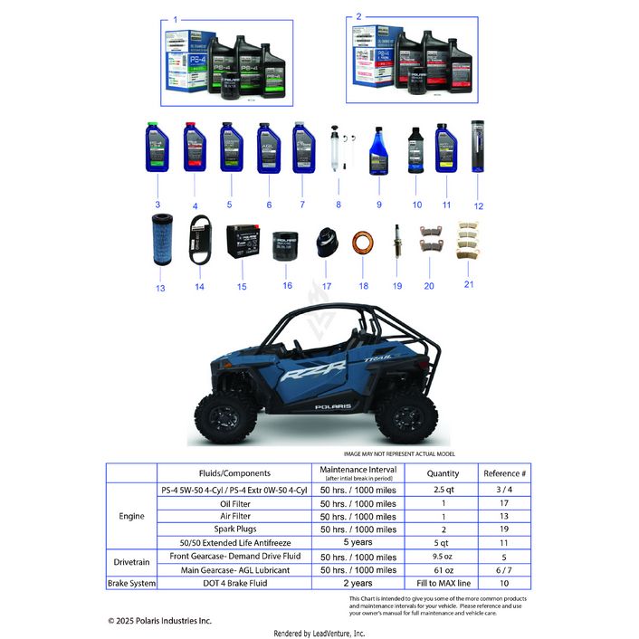 An Image of a Genuine Polaris Parts Schematic Diagram showing the schematic - *SERVICE & MAINTENANCE - 2022 POLARIS RZR TRAIL S 1000 PREMIUM