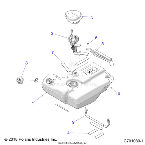 An Image of a Genuine Polaris Parts Schematic Diagram showing the schematic - BODY: FUEL TANK EVAP - 2020 POLARIS RZR S 1000 EPS