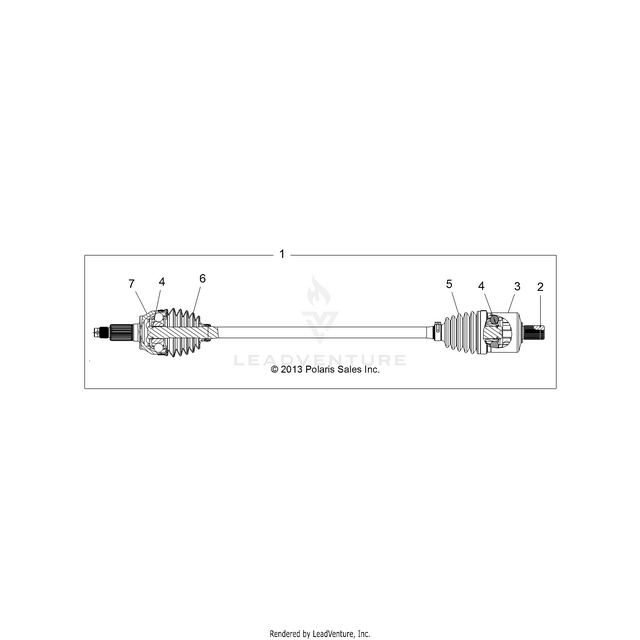 An Image of a Genuine Polaris Parts Schematic Diagram showing the schematic - DRIVE TRAIN: FRONT HALF SHAFT  - 2015 POLARIS RZR XP 1000