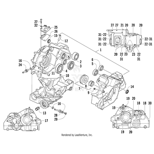 Exploded diagram of an engine assembly with OEM Arctic Cat parts, including the Breather Pipe by Arctic Cat, crankcase, gears, shafts, seals, and bolts—components are labeled and compatible with Arctic Cat 0801-118.