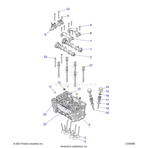 An Image of a Genuine Polaris Parts Schematic Diagram showing the schematic - ENGINE: CYLINDER HEAD AND VALVES - 2024 POLARIS RZR XP 1000 SPORT