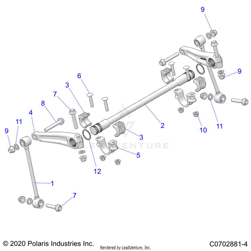 An Image of a Genuine Polaris Parts Schematic Diagram showing the schematic - SUSPENSION: FRONT STABILIZER BAR - 2022 POLARIS RZR TURBO R ULTIMATE