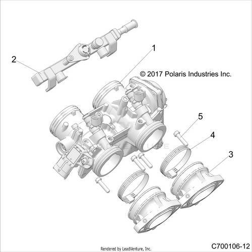 An Image of a Genuine Polaris Parts Schematic Diagram showing the schematic - ENGINE: THROTTLE BODY - 2021 POLARIS RZR RS1 EPS