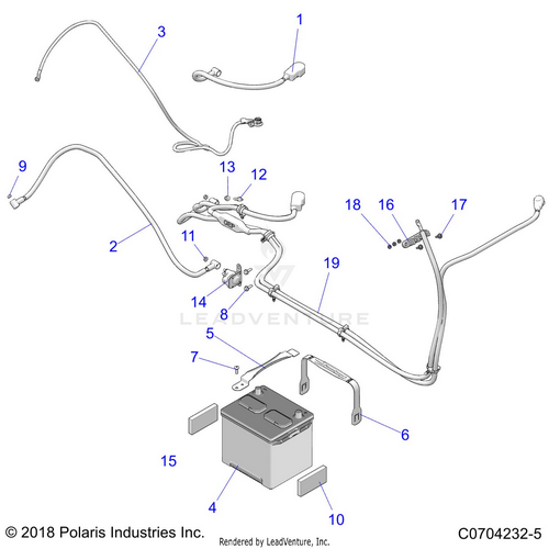 An Image of a Genuine Polaris Parts Schematic Diagram showing the schematic - ELECTRICAL: BATTERY - 2020 POLARIS RZR 900 EPS RIDE COMMAND