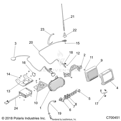 An Image of a Genuine Polaris Parts Schematic Diagram showing the schematic - ELECTRICAL: DASH INSTRUMENTS AND CONTROLS - 2020 POLARIS RZR XP 1000