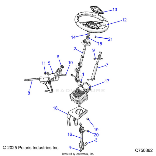 An Image of a Genuine Polaris Parts Schematic Diagram showing the schematic - STEERING: POWER STEERING ASM. - 2026 POLARIS RZR 900 TRAIL ULTIMATE