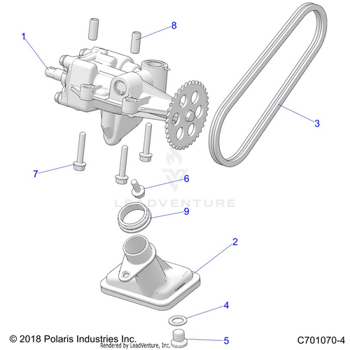 An Image of a Genuine Polaris Parts Schematic Diagram showing the schematic - ENGINE: OIL PUMP - 2024 POLARIS RZR XP 4 1000 ULTIMATE