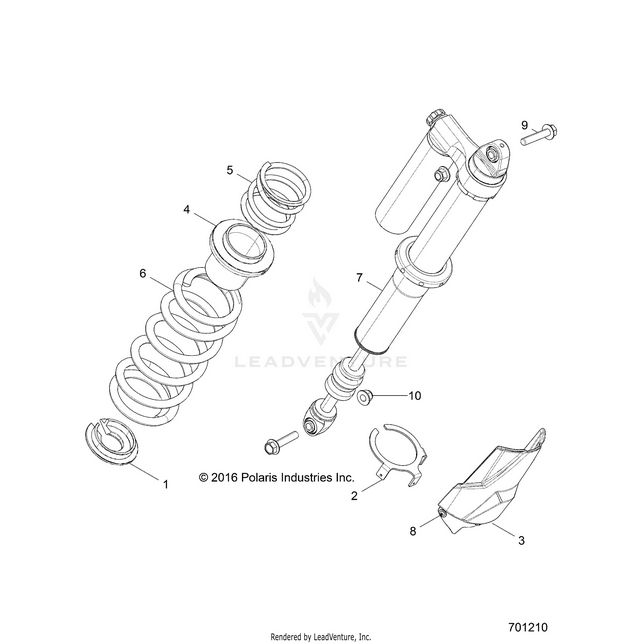 An Image of a Genuine Polaris Parts Schematic Diagram showing the schematic - SUSPENSION: REAR SHOCK MOUNTING - 2018 POLARIS RZR XP 1000