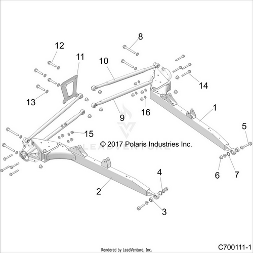 An Image of a Genuine Polaris Parts Schematic Diagram showing the schematic - SUSPENSION: REAR CONTROL ARMS - 2021 POLARIS RZR RS1 EPS
