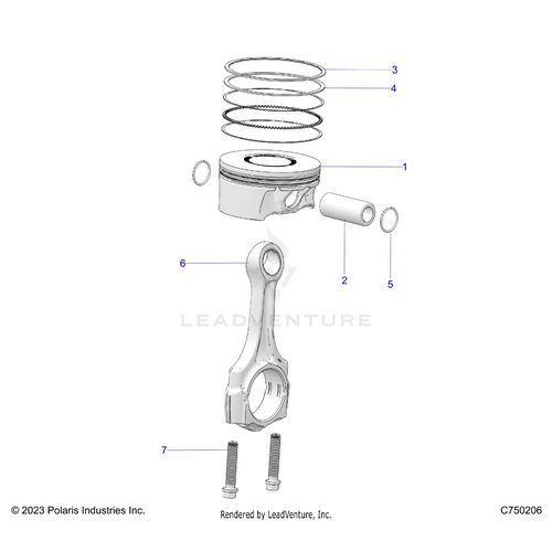 An Image of a Genuine Polaris Parts Schematic Diagram showing the schematic - ENGINE: PISTON AND ROD - 2026 POLARIS RZR PRO R 4 LE