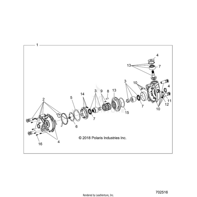 An Image of a Genuine Polaris Parts Schematic Diagram showing the schematic - DRIVE TRAIN: FRONT GEARCASE - 2021 POLARIS RZR TURBO S 4