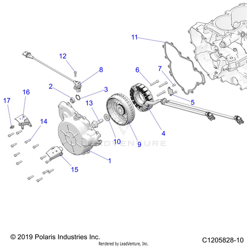 An Image of a Genuine Polaris Parts Schematic Diagram showing the schematic - ENGINE: STATOR AND FLYWHEEL - 2022 POLARIS RZR PRO XP 4 PREMIUM EVAP