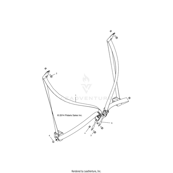 An Image of a Genuine Polaris Parts Schematic Diagram showing the schematic - BODY: SEAT BELT MOUNTING - 2015 POLARIS RZR XP 1000