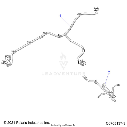 An Image of a Genuine Polaris Parts Schematic Diagram showing the schematic - ELECTRICAL: WIRE HARNESS PERIPHERAL - 2021 POLARIS RZR PRO XP SPORT ROCKFORD LE